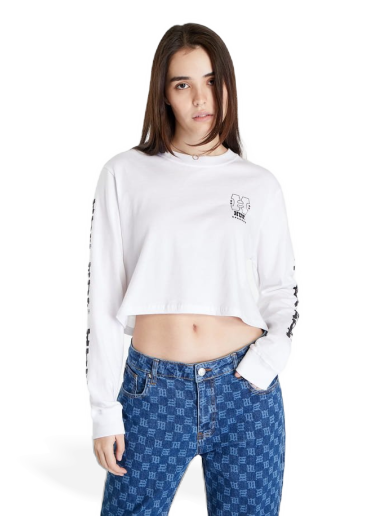 Crop Top HUF Wheelie L/S Crop Tee Biela | WTS0057 WHITE