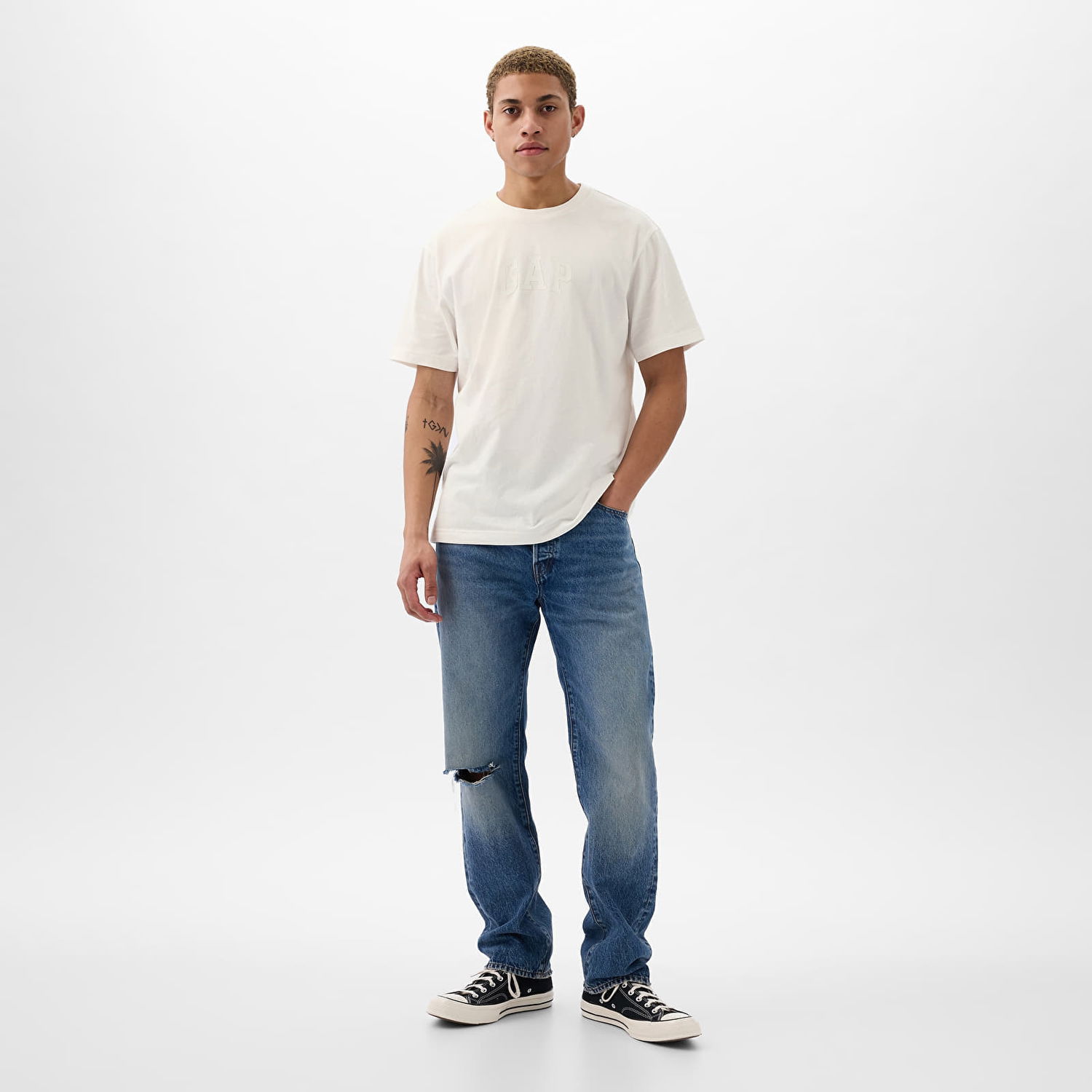 Tričko GAP Logo Tee New Off White Opt1 Biela | 888270-02, 1