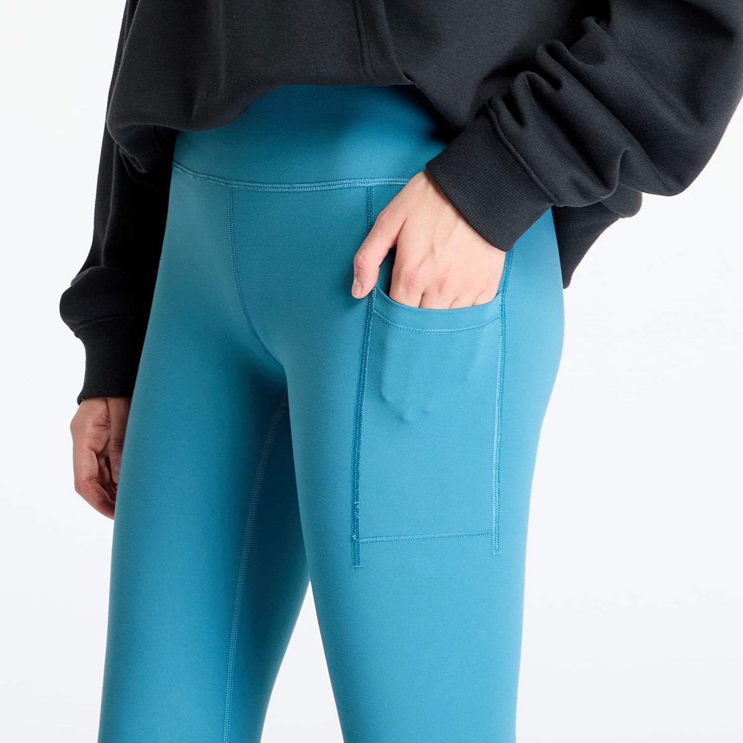 Legíny New Balance Sleek Pocket High Rise Legging Terrarium Modrá | WP41275TEI, 1