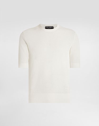 Tričko Dolce & Gabbana Dolce & Gabbana Cotton Knitted Crewneck T-Shirt Biela | GXX03ZJBCGWW0001, 0