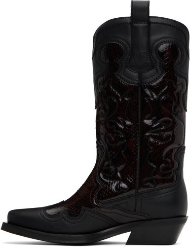 Oblečenie GANNI GANNI Mid Shaft Embroidered Western Boots Čierna | S2857, 2