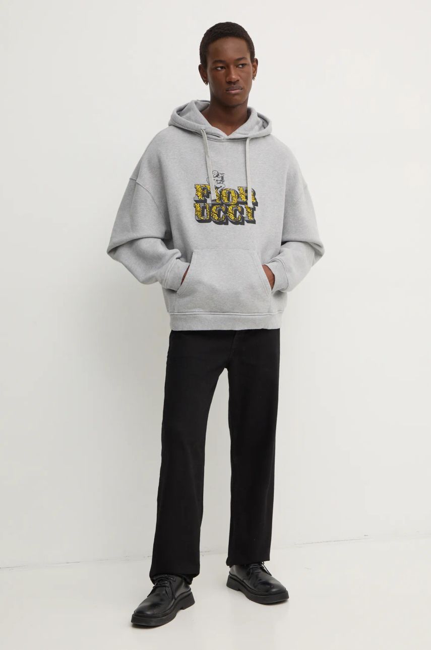Mikina Fiorucci Graphic Print Hoodie Šedá | U01FMSHO092CJ05GY01, 1