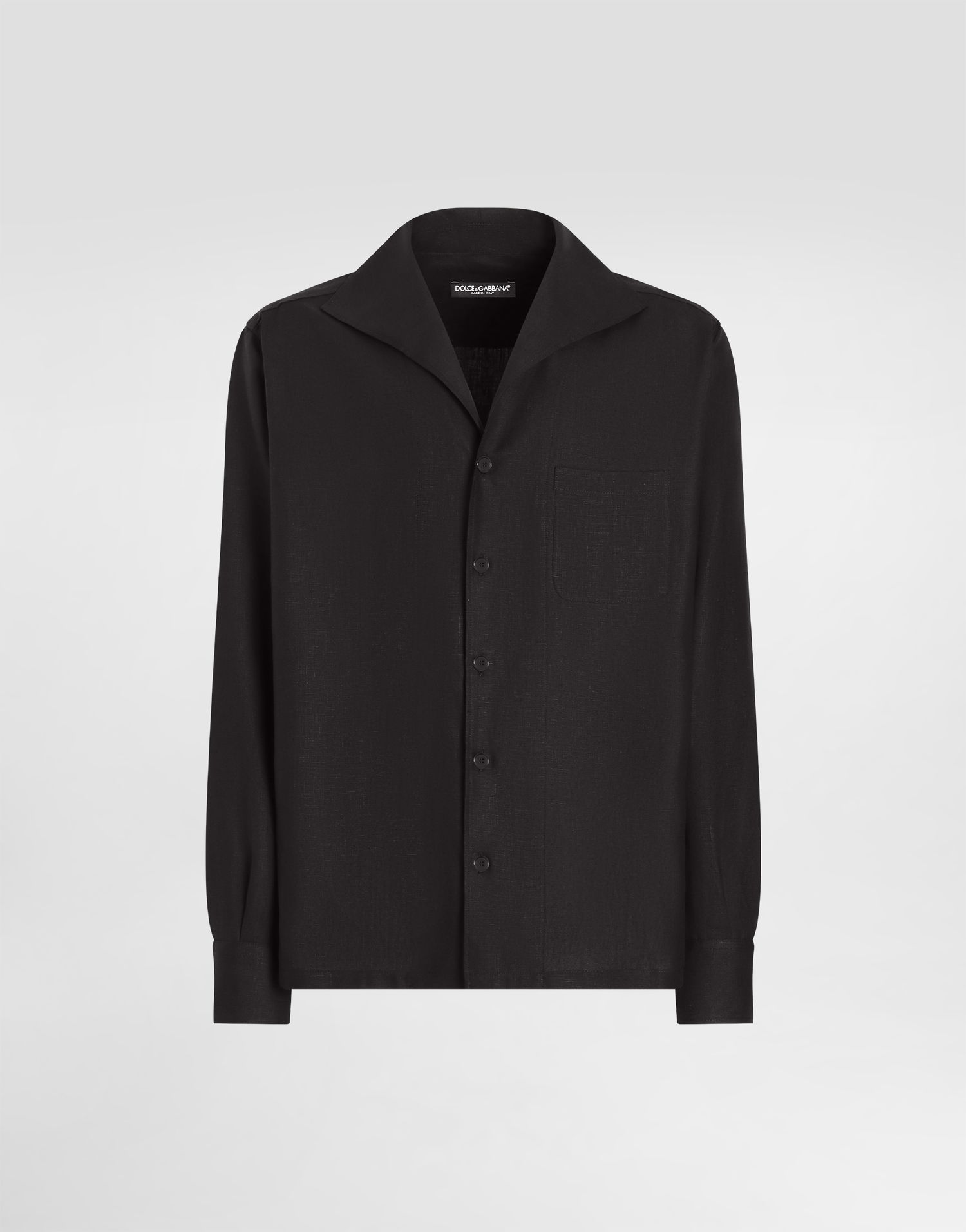 Košeľa Dolce & Gabbana Dolce & Gabbana Long-Sleeved Linen Shirt Čierna | G5MW6TFU4JBN0000, 0