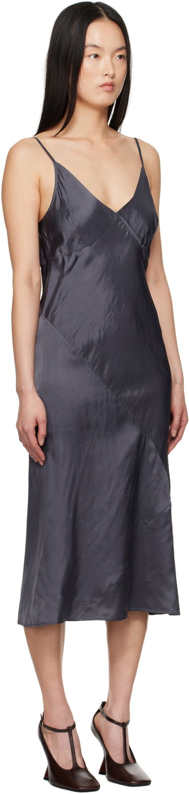 Šaty Dries Van Noten Dries Van Noten Satin Midi Slip Dress Šedá | 251-011000-1427, 1