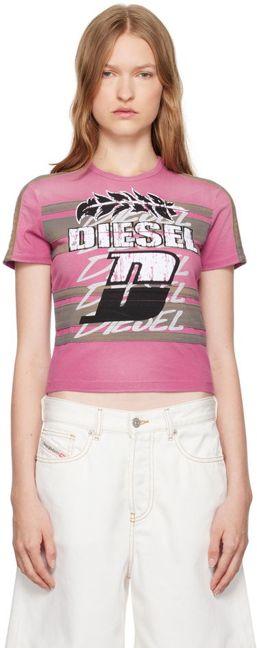 Crop Top Diesel Diesel T-Uncutie-Stripe Cropped T-Shirt Ružová | A14282 0NMAU, 0