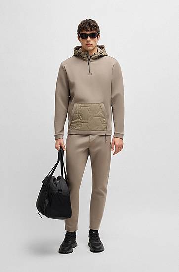 Nohavice BOSS Stretch Tracksuit Bottoms with Laser-Cut Details Hnedá | 50537414, 1