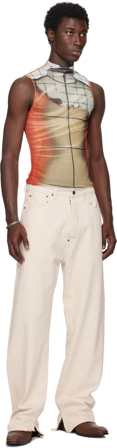 Tielko Jean Paul Gaultier Jean Paul Gaultier 'The Fire' Printed Mesh Tank Top Oranžová | 25/03-W-TO307-M003P-150100, 3