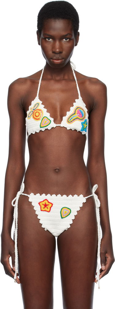 Plavky Casablanca Casablanca Crochet Bikini Top with Motifs Biela | WS25-KW-942-01, 0