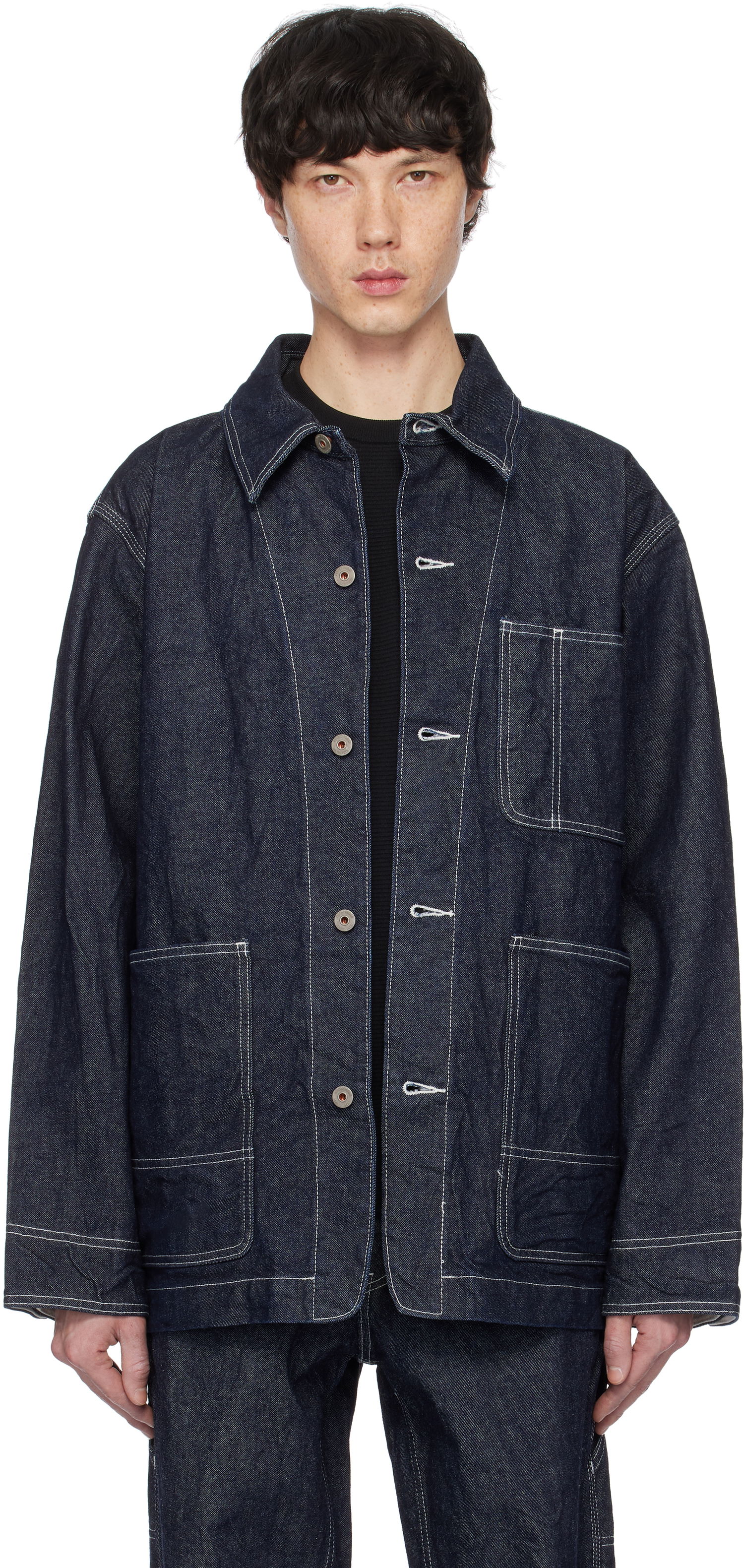 Bomber bunda Snow Peak Recycled Cotton Denim Chore Jacket Modrá | JK-24AU201, 0