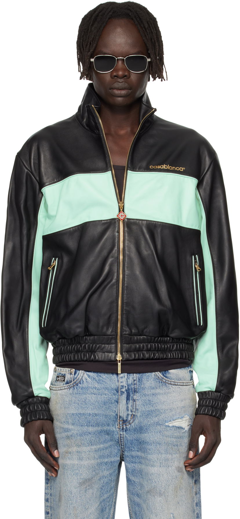Bunda Casablanca Casablanca Track Leather Jacket Čierna | MPF25-JK-382-01