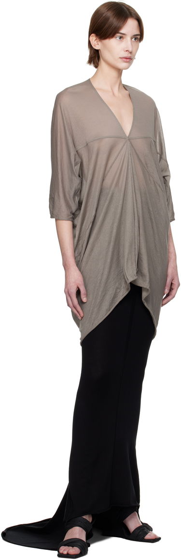Tričko Rick Owens Rick Owens Hollywood Kite Draped Blouse Hnedá | RP01E7538 UC, 3