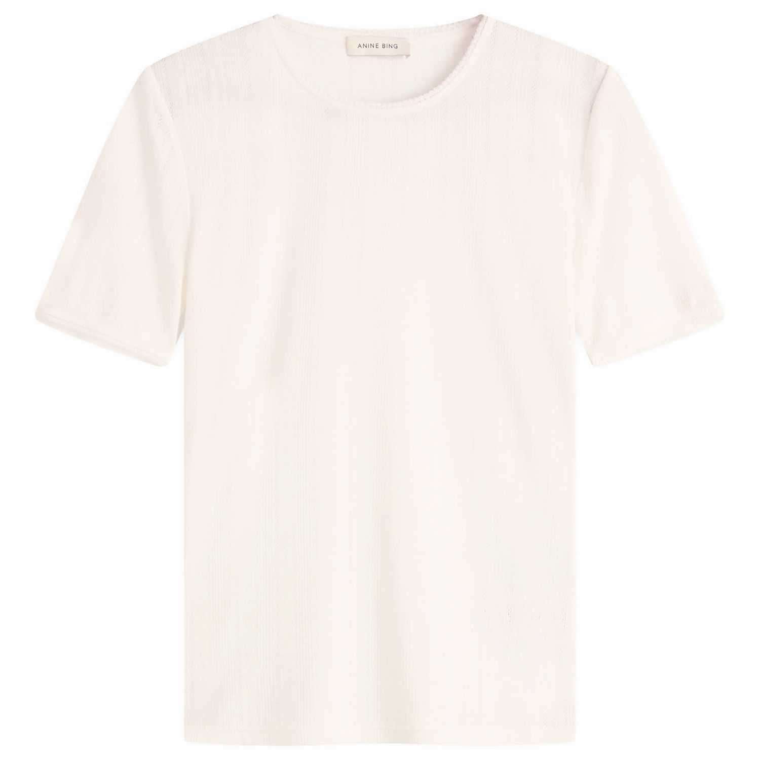 Tričko Anine Bing Anine Bing Pia Pointelle T-Shirt, Size Large Biela | A-08-11200-OFW26, 0