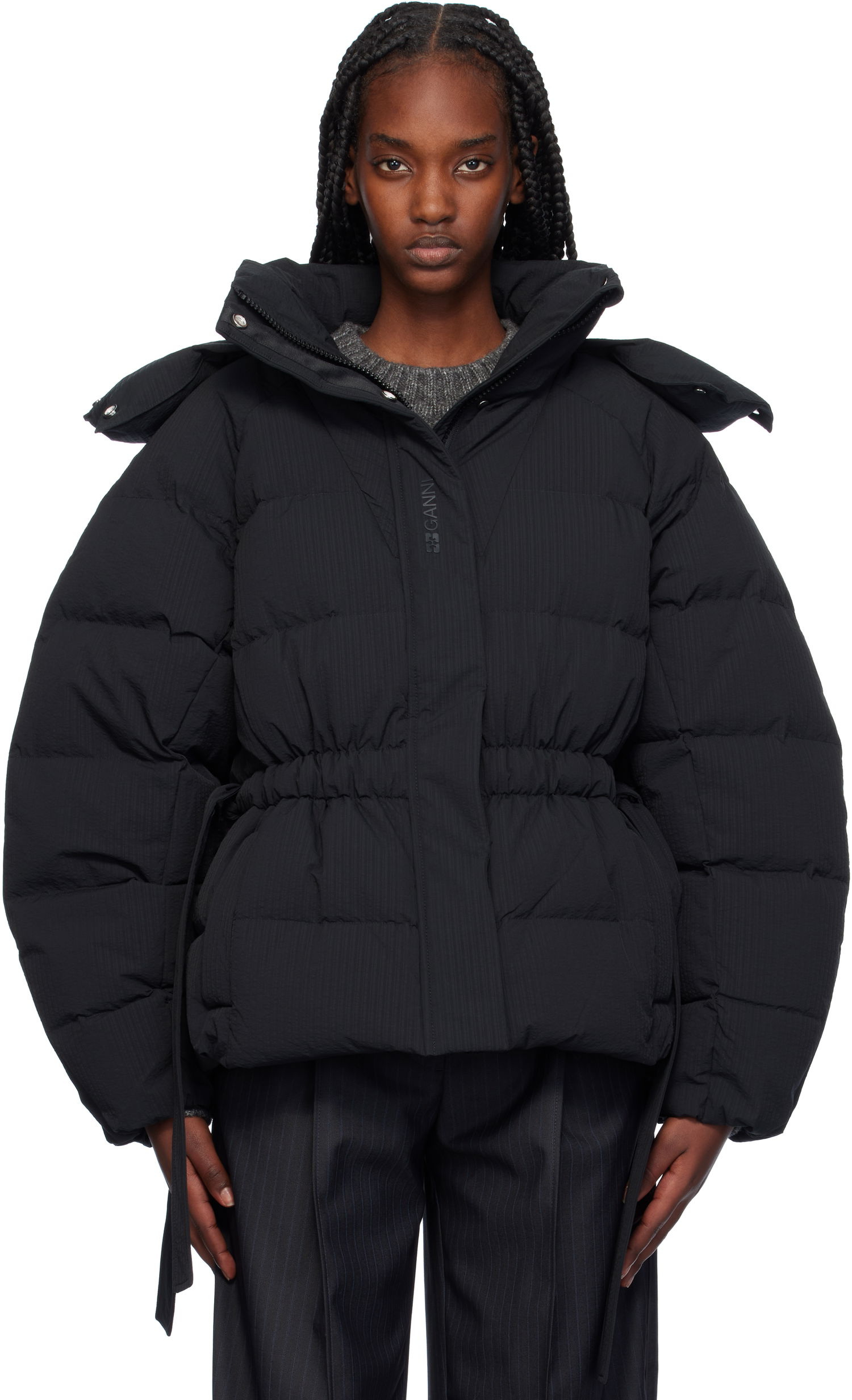 Prešívaná bunda GANNI Oversized Down Puffer Jacket Čierna | F9496, 0