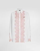 Dolce & Gabbana Oversize Poplin Shirt with Lace Appliqués