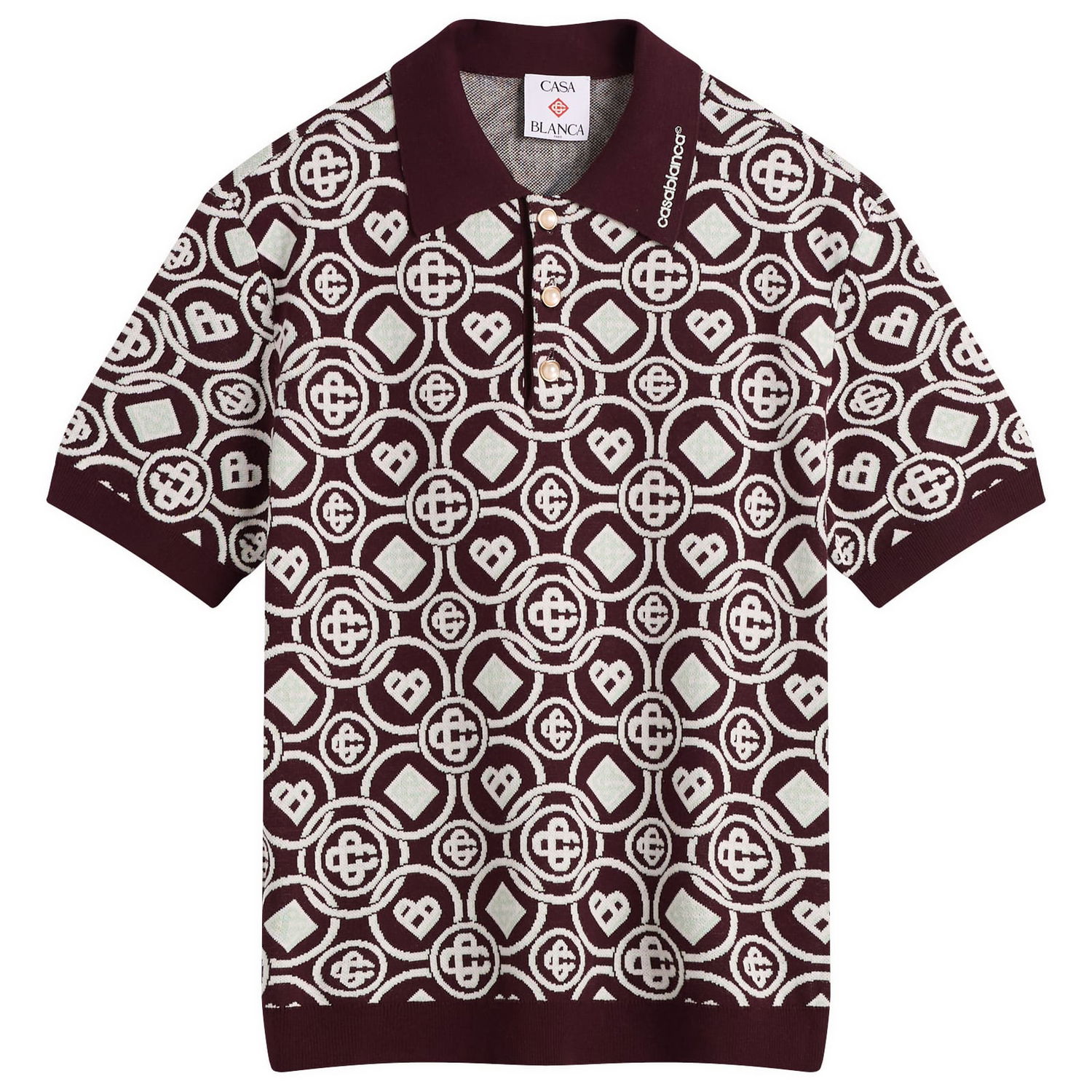 Polo tričko Casablanca Casablanca Monogram Polo, Size Large Vínová | M-AW25-KW-1092-01, 1