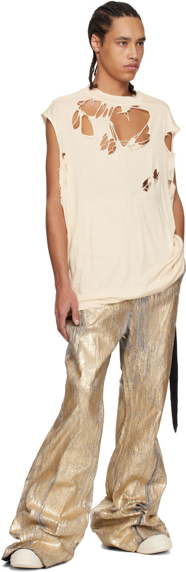 Tielko Rick Owens Rick Owens DRKSHDW Distressed Sleeveless T-Shirt Béžová | DU01E3158 BHNDSD, 3