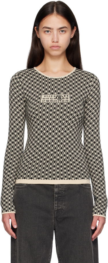 Sveter Maison Margiela MM6 Maison Margiela Allover Check Knit Sweater Béžová | S52HL0050 M13137, 0