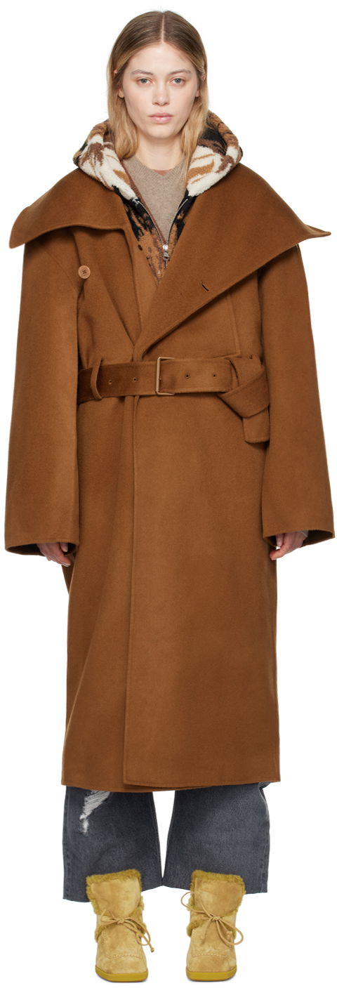 Kabáty JW Anderson Brown Wrap Coat Hnedá | CO0307-PG1592, 0