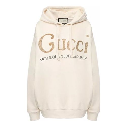 Mikina Gucci Gold Logo Hoodie Biela | 615061-XJCK5-9230