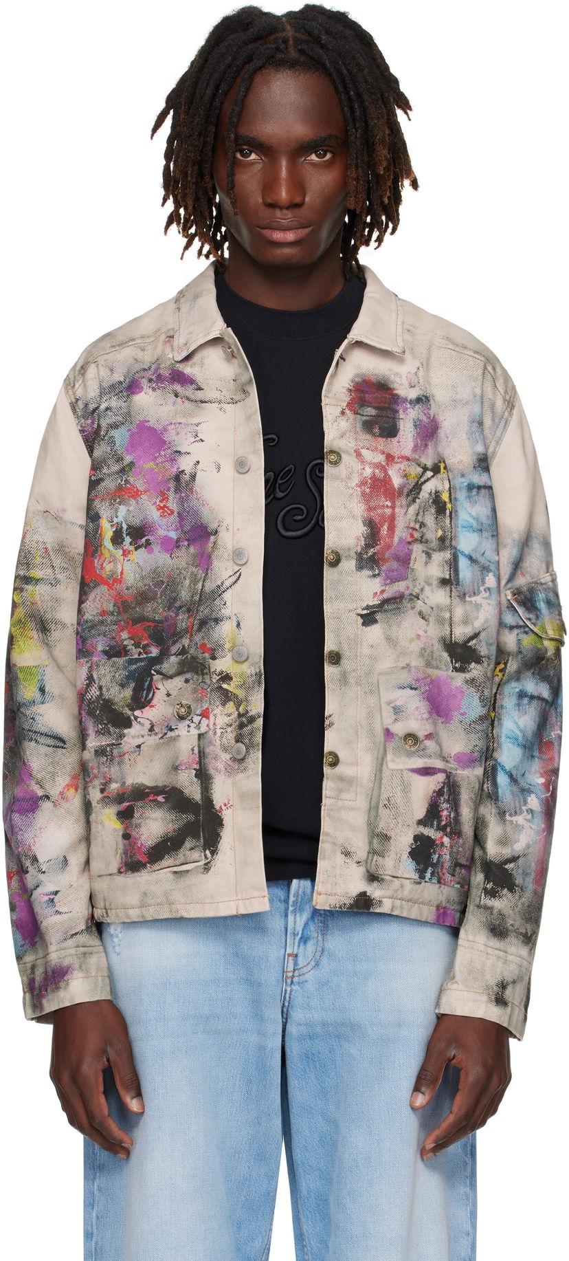 Bunda Acne Studios Acne Studios Trompe L'Oeil Print Denim Jacket Béžová | B90859-
