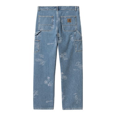 Džínsy Carhartt WIP Stamp Print Bleached Denim Pants Modrá | I033742_9, 4