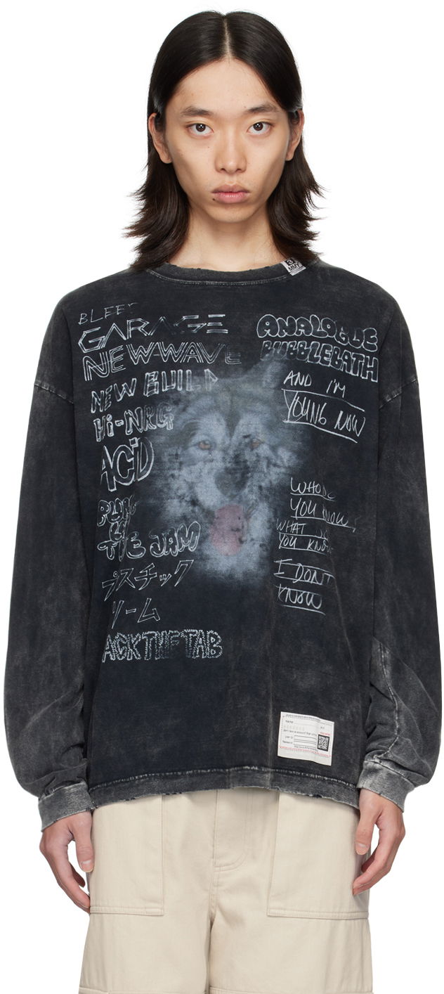 Tričko Maison MIHARA YASUHIRO Maison MIHARA YASUHIRO Dog Print Long Sleeve T-Shirt Čierna | A12LT601, 0