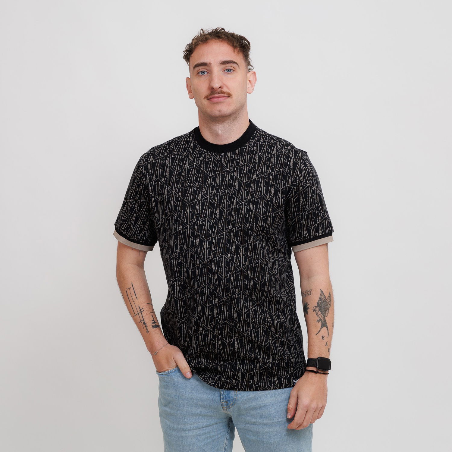 Tričko Emporio Armani Emporio Armani EA7 Monogram Print T-Shirt Čierna | 7M000099-AF13960-UC001, 0