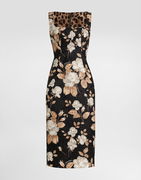 Dolce & Gabbana Rose Print Brocade Sheath Dress
