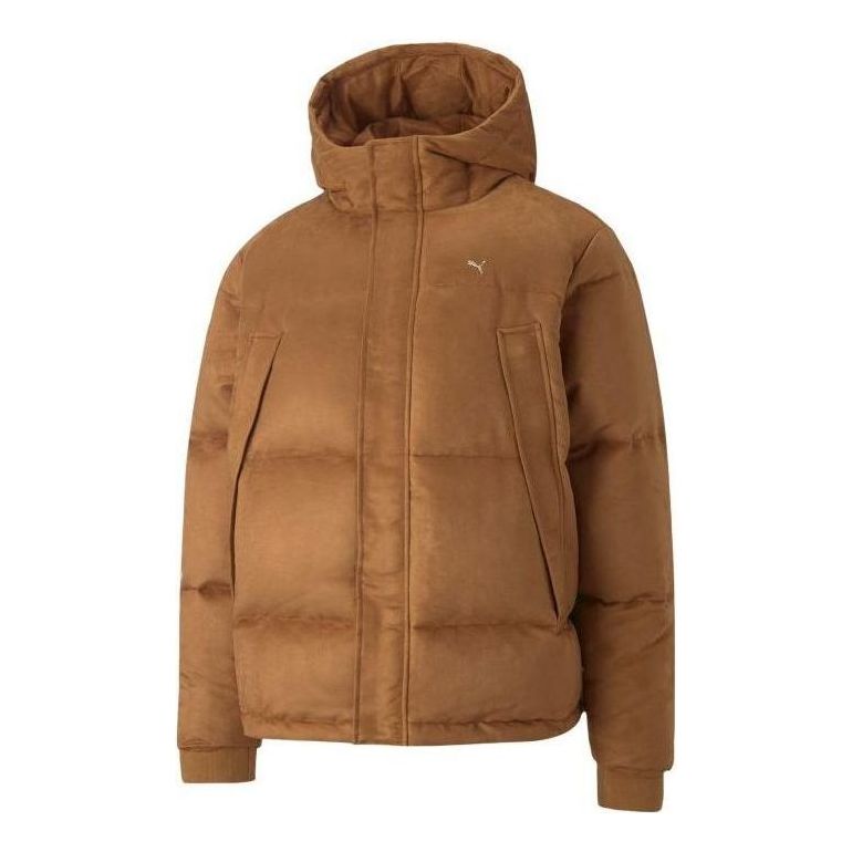 Prešívaná bunda Puma Faux Leather Down Jacket Hnedá | 535786-74