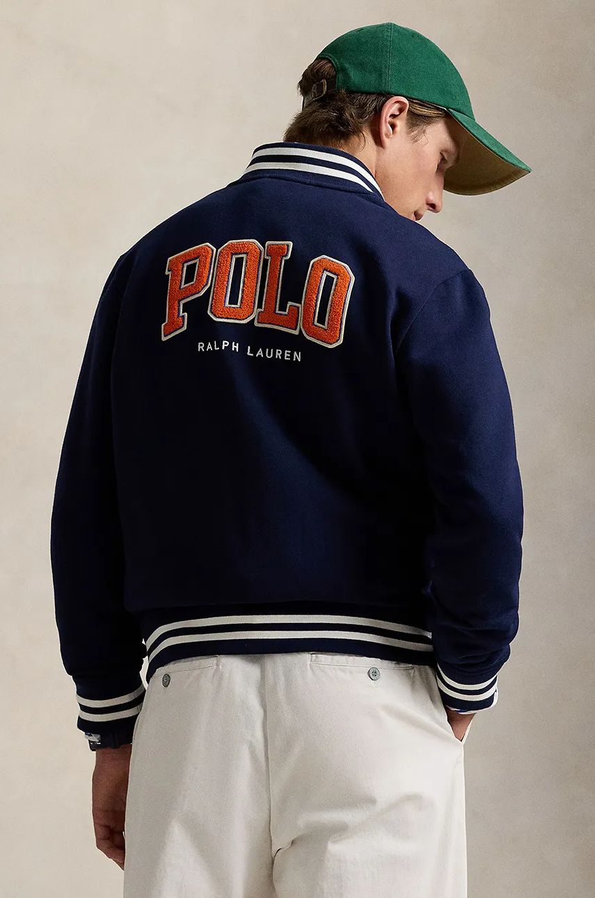 Bomber bunda Polo by Ralph Lauren Fleece Baseball Jacket Modrá | 710959022001, 1