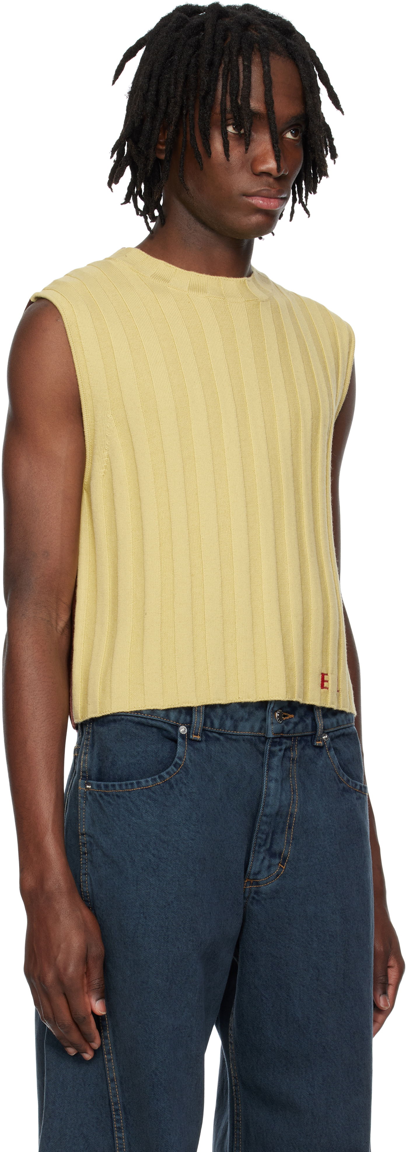 Sveter Eckhaus Latta Eckhaus Latta Knitted Cropped Vest Žltá | 8025-EL-PS25-DO - DOMINO, 1
