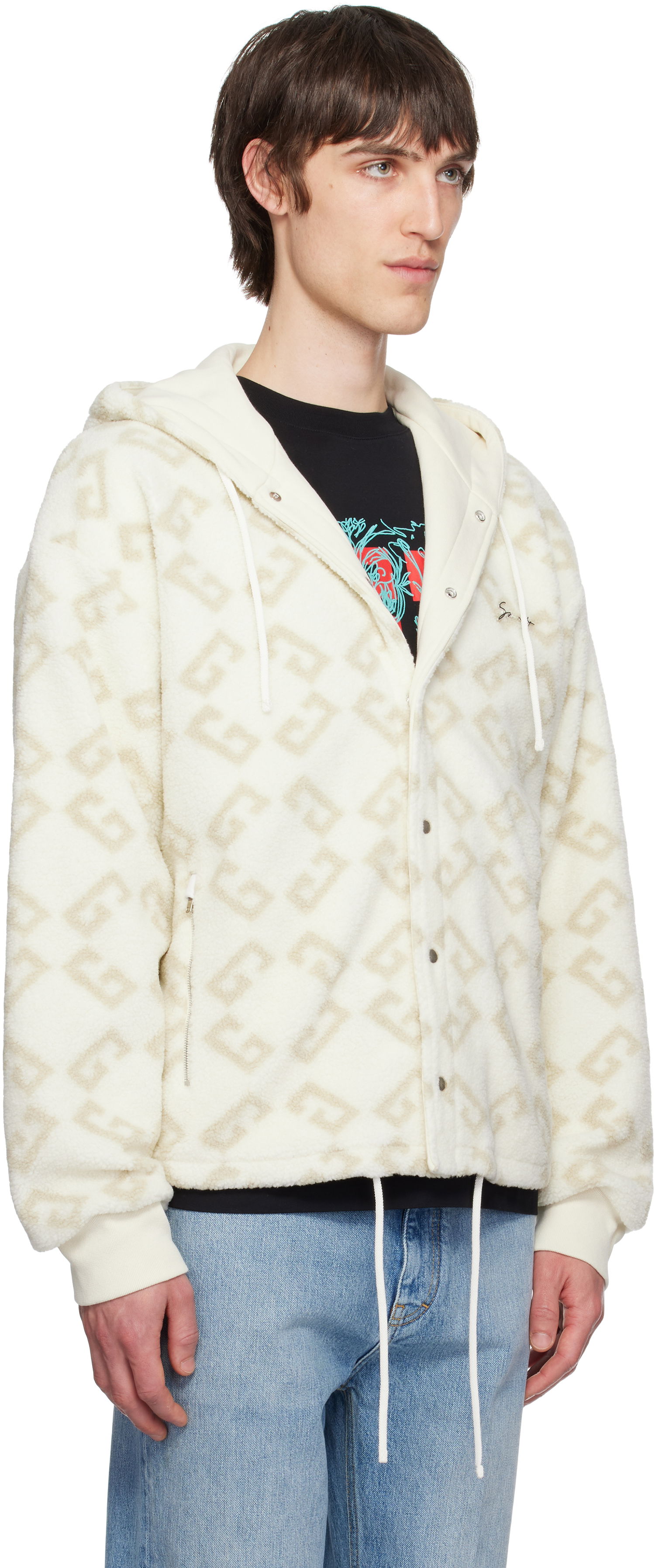 Mikina Givenchy Givenchy Monogram 72 Jacquard Fleece Hoodie Biela | BM01BV317L101, 1