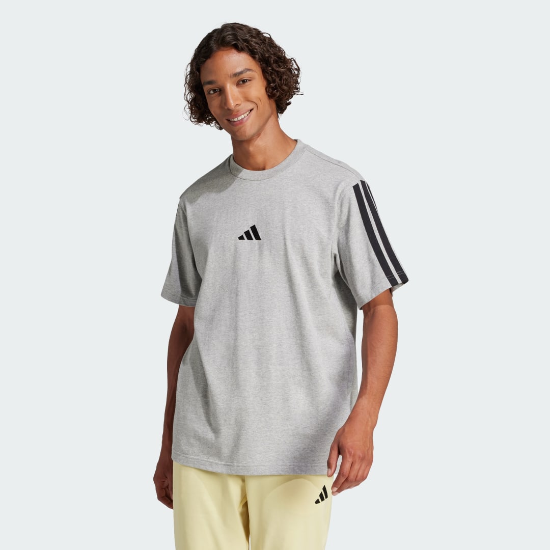 Tričko adidas Performance 3-Stripes Jersey T-Shirt Šedá | JW1953, 0