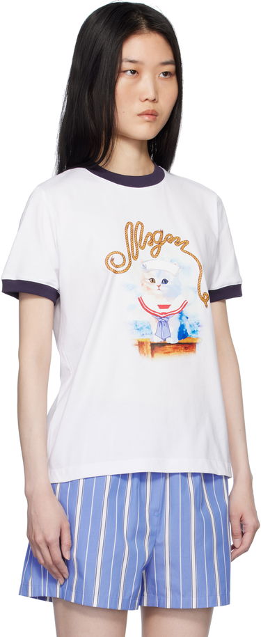 Tričko MSGM White Graphic Print T-Shirt Biela | 3841MDM152 257002, 1