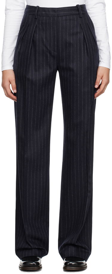 Nohavice Loulou de Saison Loulou de Saison Amoya Pinstriped Trousers Navy | AMOYA, 0
