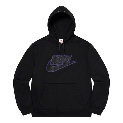 Mikina Supreme Leather Applique Hoodie Čierna | SUP-FW19-10721