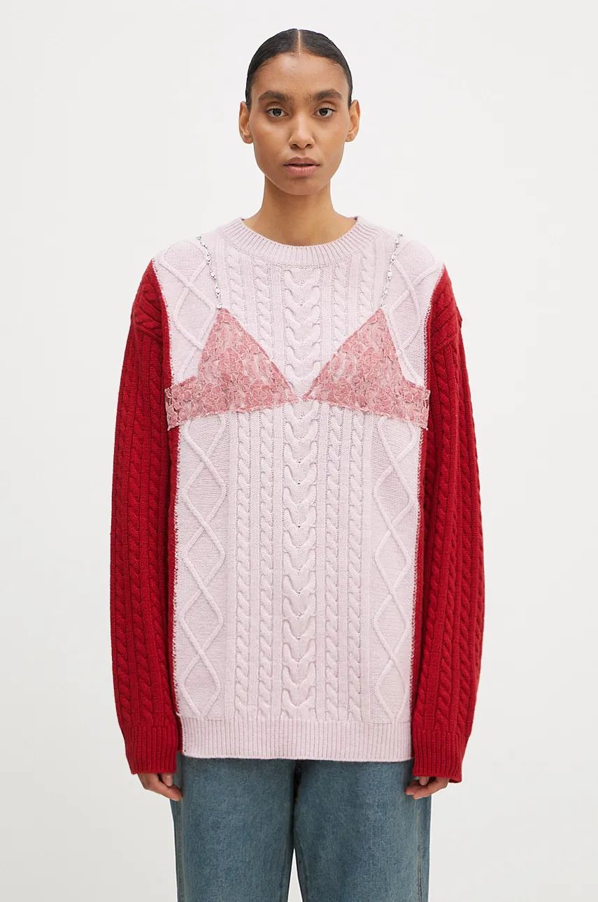 Sveter Andersson Bell Lace Lingerie Boyfriend-Fit Knit Sweater Ružová | atb1183w, 0