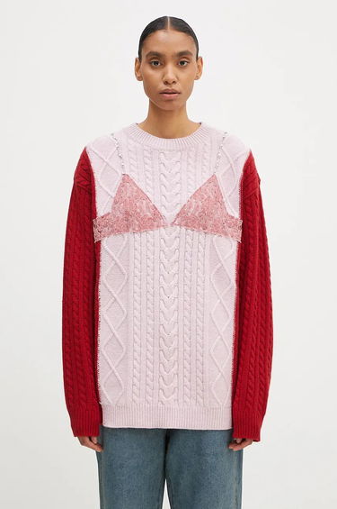 Sveter Andersson Bell Lace Lingerie Boyfriend-Fit Knit Sweater Ružová | atb1183w, 0