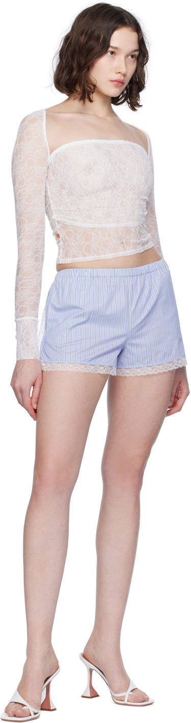Šortky Miaou Miaou Anna Striped Lace-Trim Shorts Modrá | 3011SPSPRS, 3