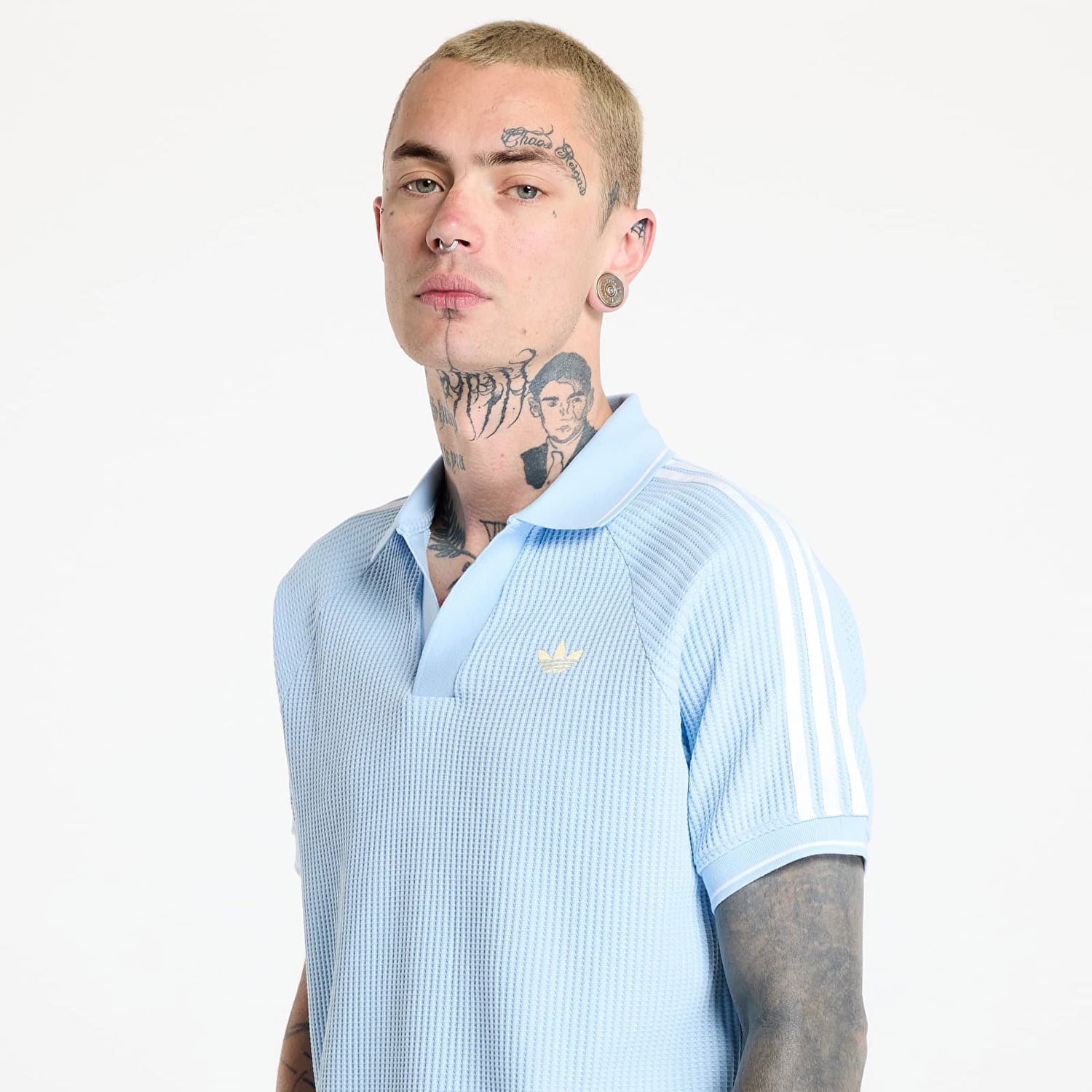 Polo tričko adidas Originals Waffle Knit Polo Shirt Modrá | KC0690, 1