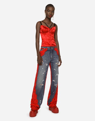 Body Dolce & Gabbana Satin Bustier Top Červená | F771STFURADR2244, 3