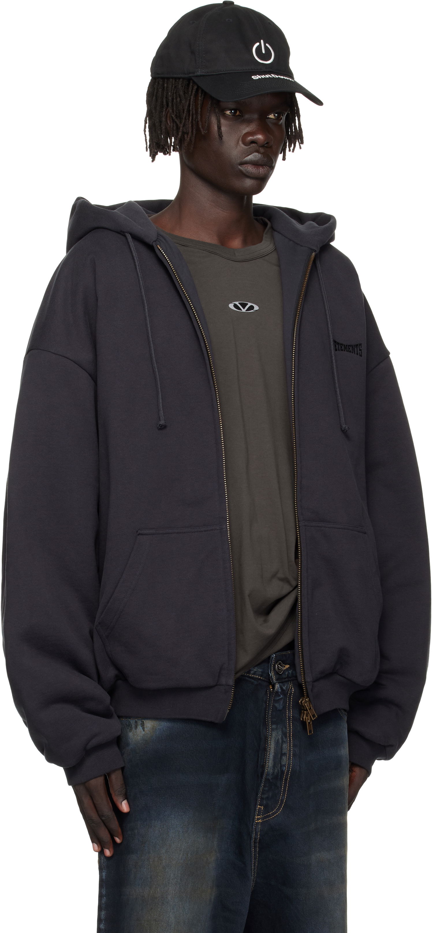 Mikina VETEMENTS VETEMENTS Puffed Oversized Zip-Up Hoodie Čierna | UH76ZU860B, 1