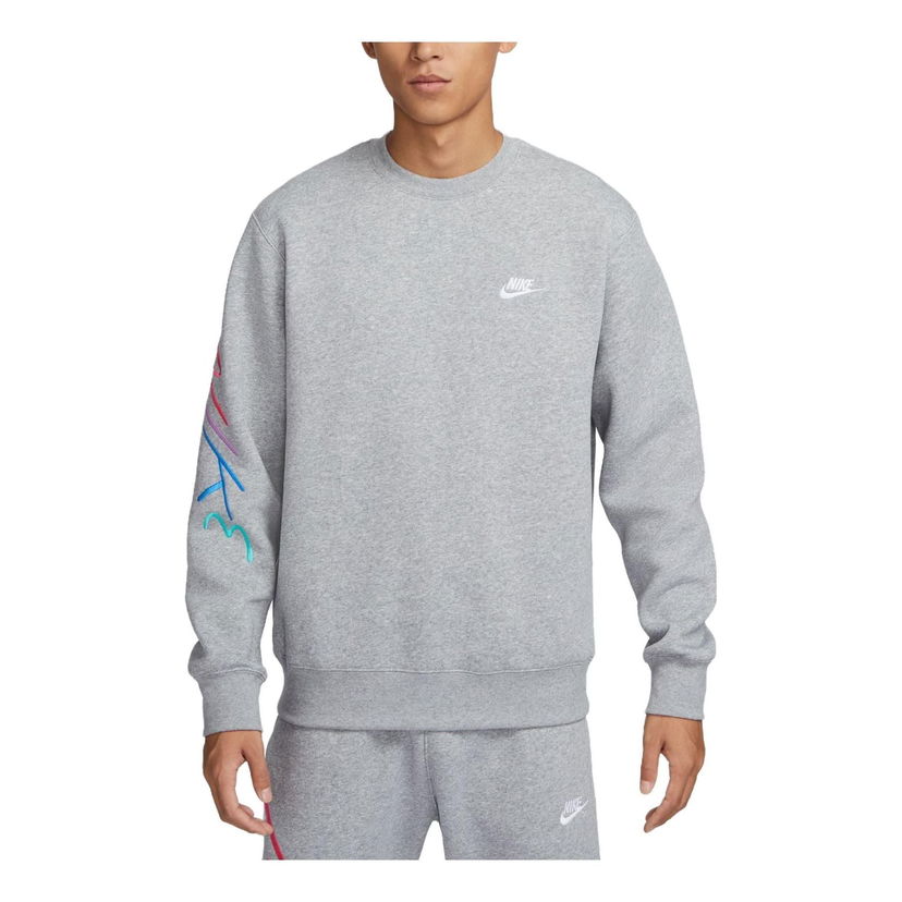 Mikina Nike Club Fleece Graphic Print Sweatshirt Šedá | FB7476-063