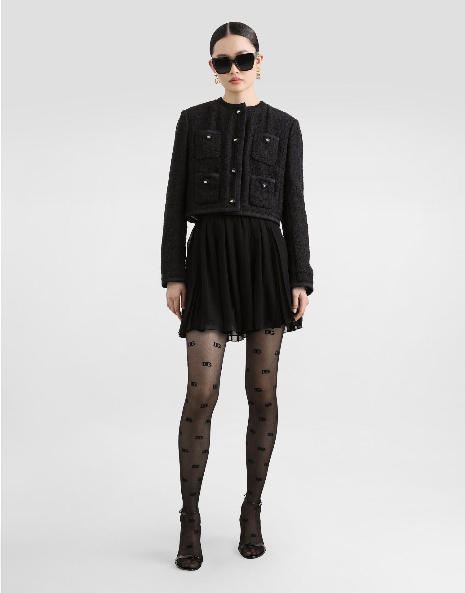 Sukňa Dolce & Gabbana Dolce & Gabbana Pleated Chiffon Skirt Čierna | F4C7TTFUSNWN0000, 1