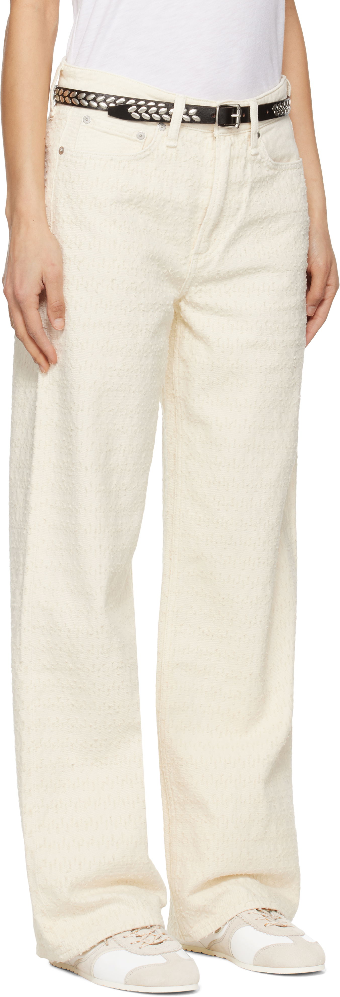 Nohavice rag & bone rag & bone Logan Mid-Rise Wide Leg Jeans Biela | WDD25S2935RGET, 1