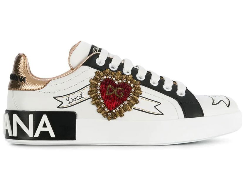 Tenisky a topánky Dolce & Gabbana Portofino Embroidered White Heart (W) Biela | CK1544AZ138HWT77