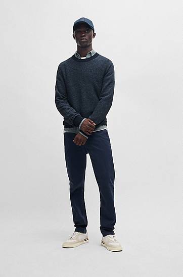Sveter BOSS Regular-Fit Knitted Sweater Navy | 50533785, 1
