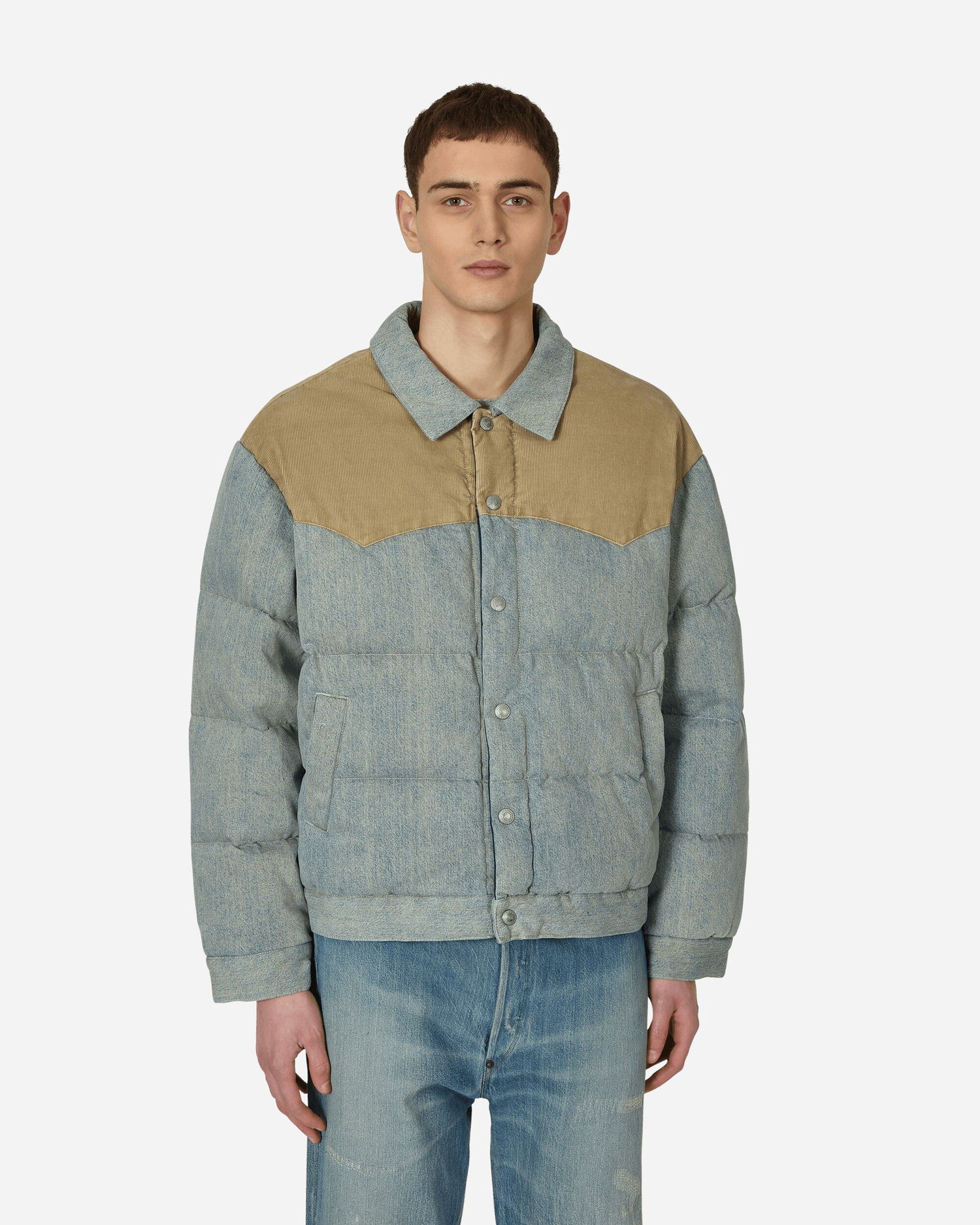Prešívaná bunda Levi's CLOT x Reversible Denim Puffer Jacket Šedá | A5353 0000, 0