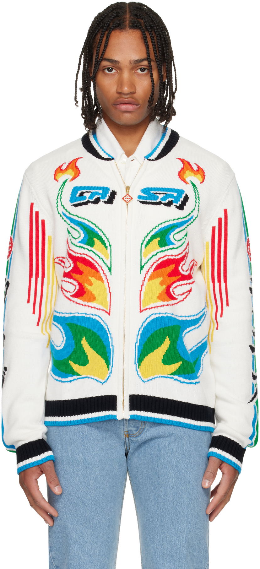 Bomber bunda Casablanca Flame Laurel Cotton Knit Casa Club Jacket Rôznofarebný | M-AW25-KW-1100-01