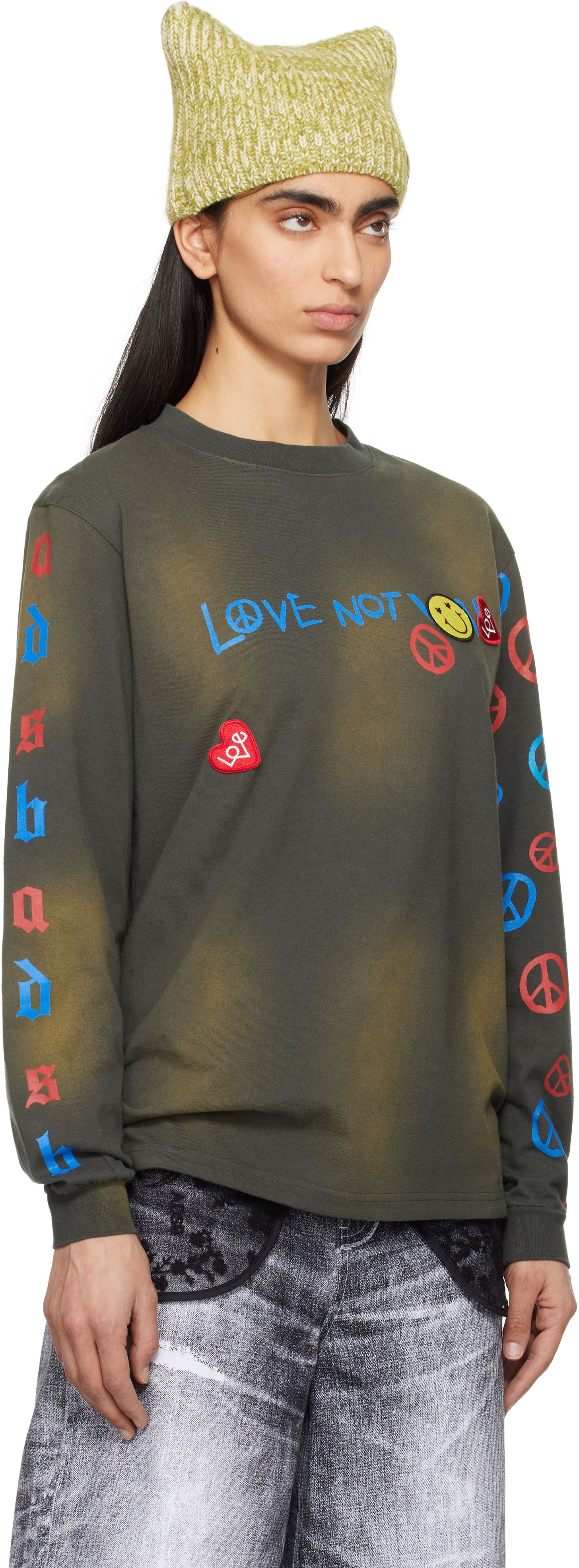 Tričko Andersson Bell Andersson Bell 'Love Not War' Long Sleeve T-shirt Zelené | atb1254u, 1